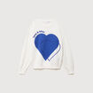 Pull oversize col rond manches longues ecru femme