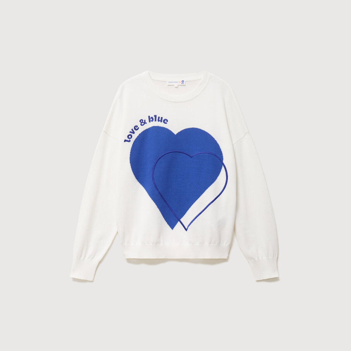 Pull oversize col rond manches longues ecru femme