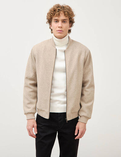 Blouson doubl&eacute; manches longues beige homme