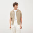 Chemise en coton manches courtes beige homme