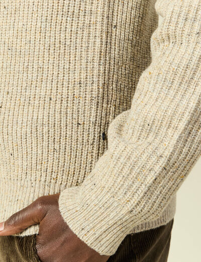 Pull droit manches longues beige homme