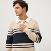 Pull manches longues en coton beige homme