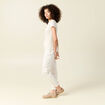 Short cintré manches courtes col rond beige femme