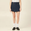 Jupe-short droite en jean denim brut rinse femme