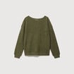 Pull manches longues col bateau vert kaki femme