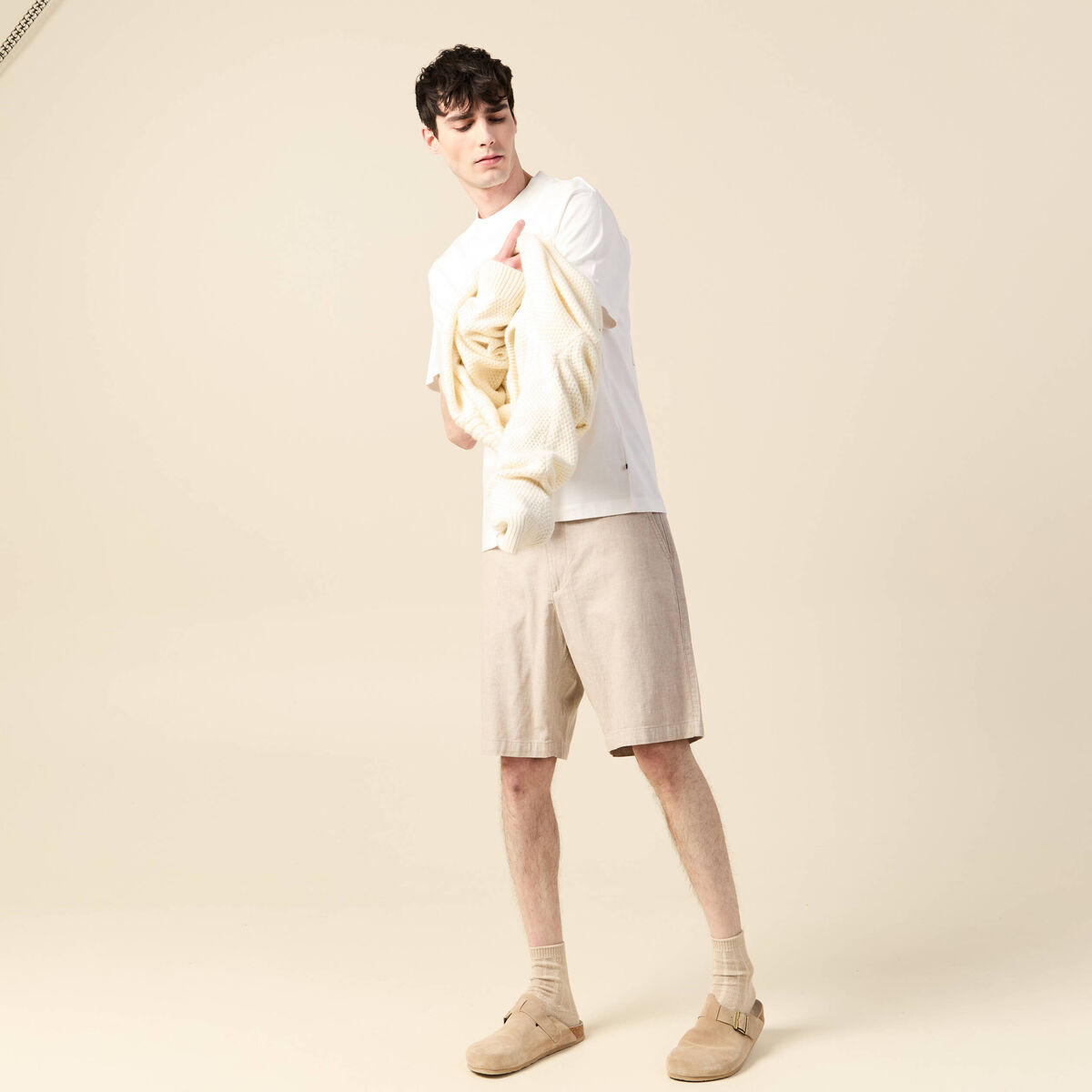 Bermuda droit beige homme