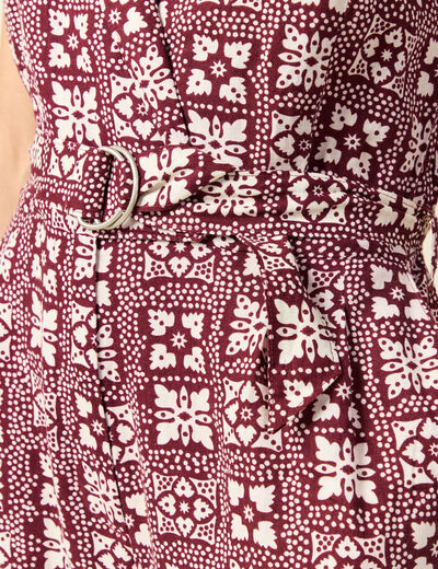 Combinaison salopette sans manches bordeaux femme