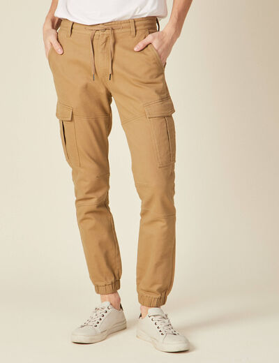 Pantalon cargo taille à cordon vert kaki homme