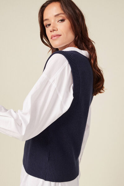 Pull éco-responsable bleu marine femme