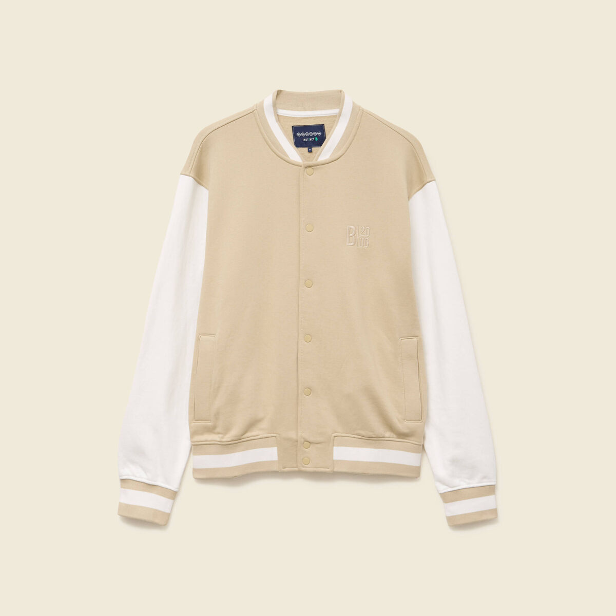 Veste sweat manches longues ecru homme