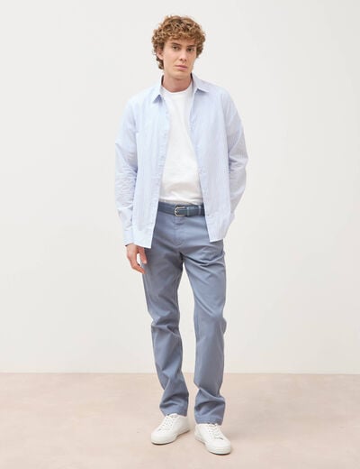 Pantalon straight longueur 32 ceinture bleu gris homme