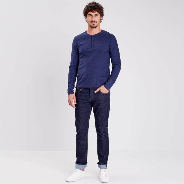 t shirt manches longues bleu marine homme T-shirt manches longues bleu marine homme