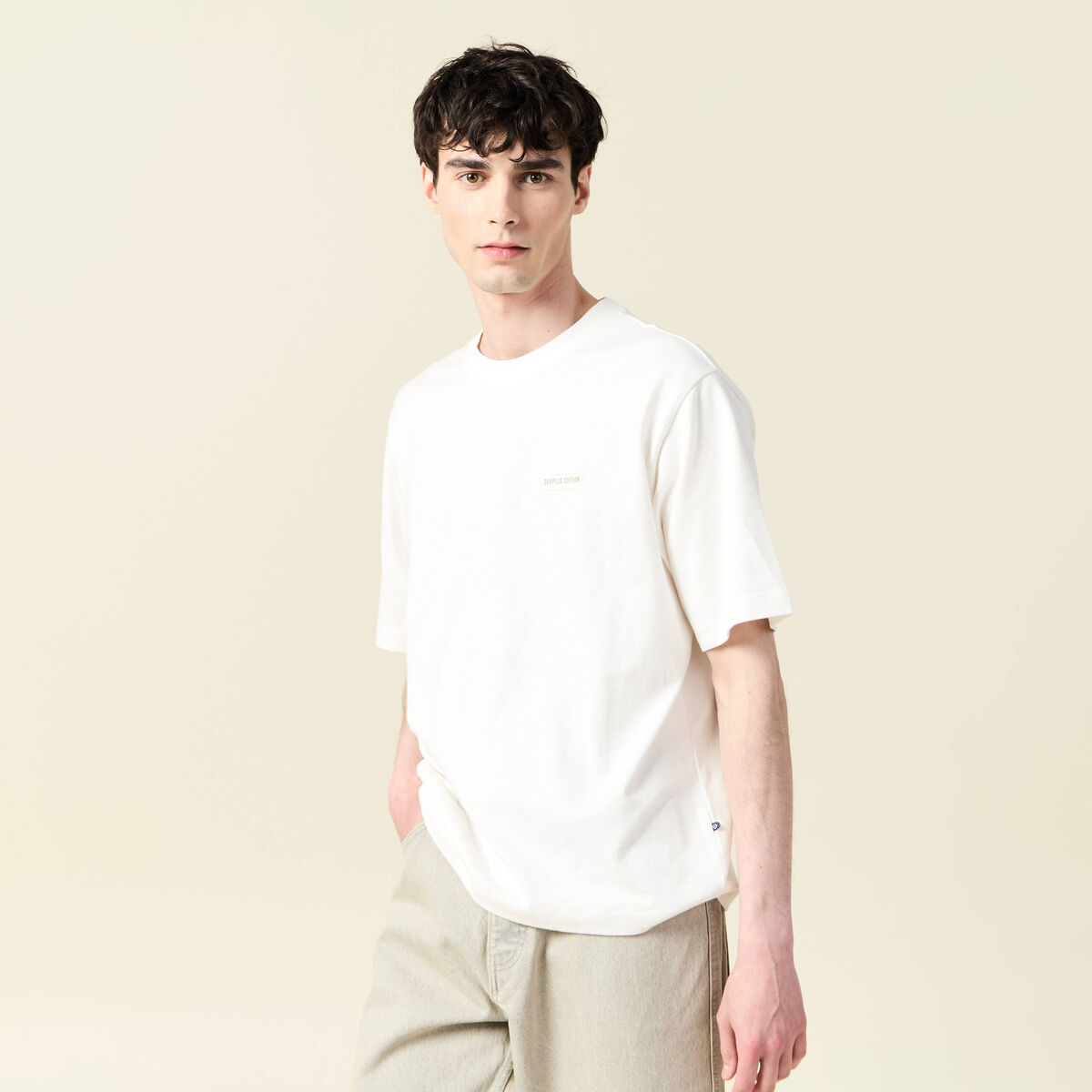 T-shirt oversize en coton ecru homme