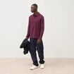 Polo droit manches longues en coton prune homme