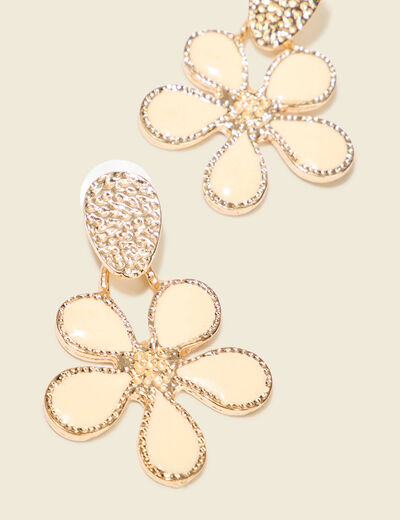 Boucles d'oreilles pendantes ecru femme