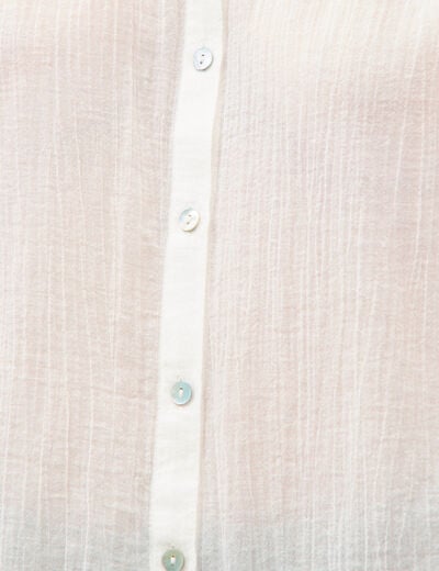 Blouse boyfriend manches coude en coton ecru femme