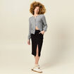 Gilet manches longues ajouré gris clair femme
