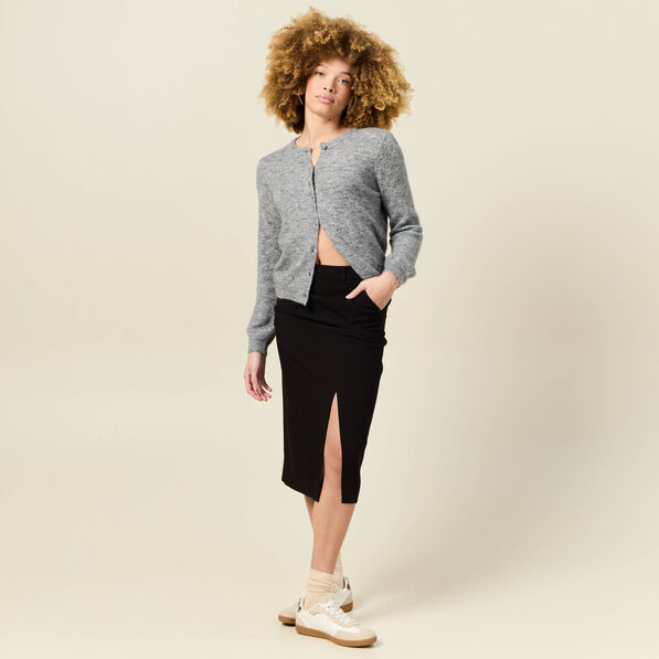 gilet manches longues ajoure gris clair femme Gilet manches longues ajouré gris clair femme
