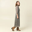 Robe longue évasée manches 3/4 noir femme