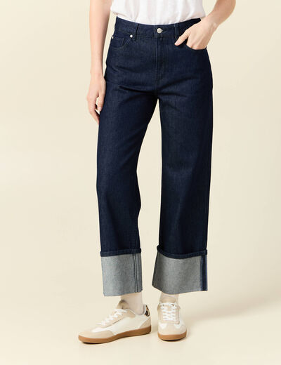 Jeans large 7/8ème denim brut rinse femme