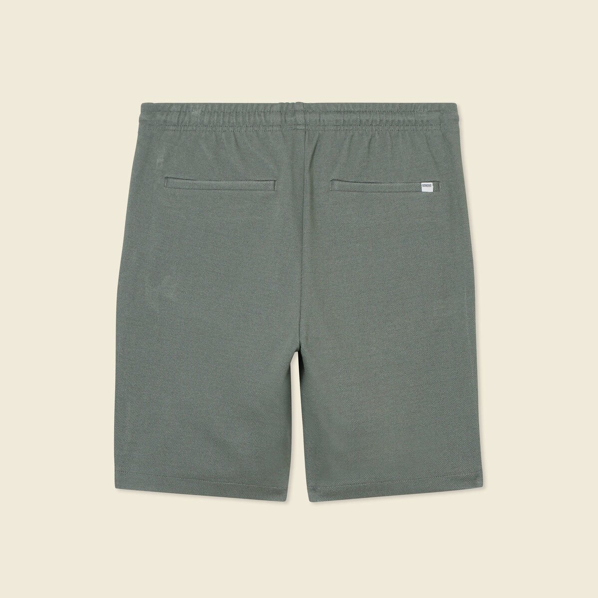 Short droit avec cordon vert kaki homme