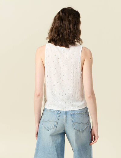 Gilet sans manches noué ecru femme