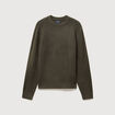 Pull droit col rond manches longues vert kaki homme