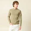 Pull col rond manches longues en coton beige fonce homme