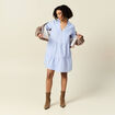 Robe trapèze manches 3/4 bleu ciel femme