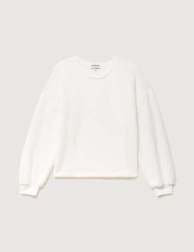 Sweat manches longues ecru femme