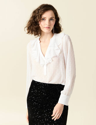 Blouse manches longues blanc femme