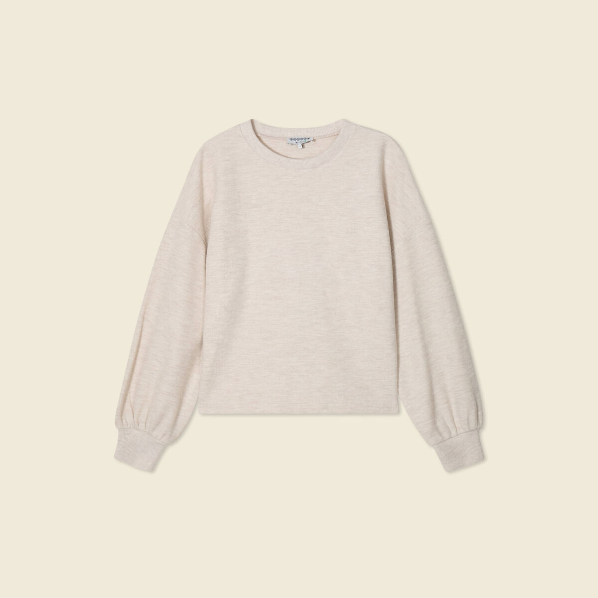Sweat manches longues oversize creme femme