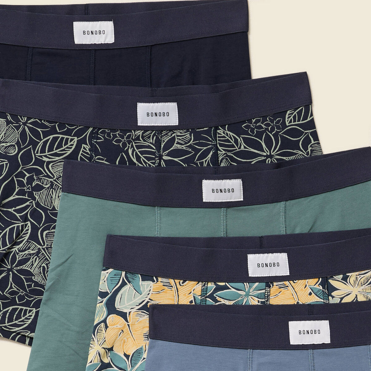 Lot de 5 boxers vert fonc&eacute; homme