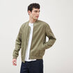 Blouson manches longues doubl&eacute; en coton vert kaki homme