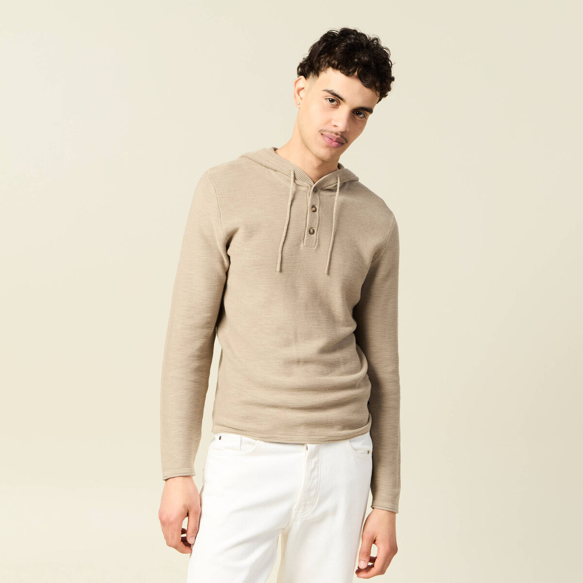 Pull à capuche gris homme