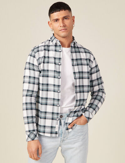 Chemise en coton manches longues ecru homme