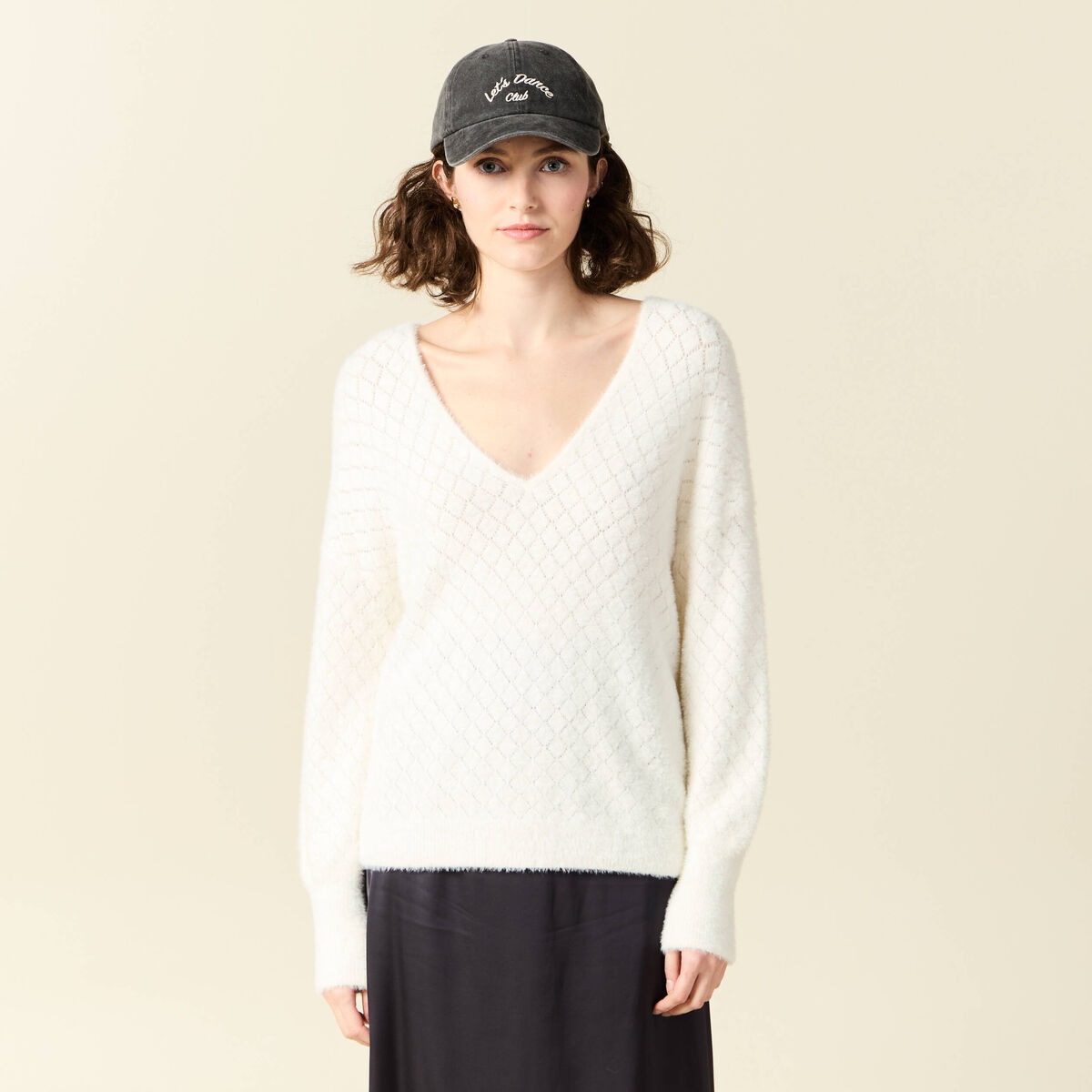 Pull manches longues ecru femme