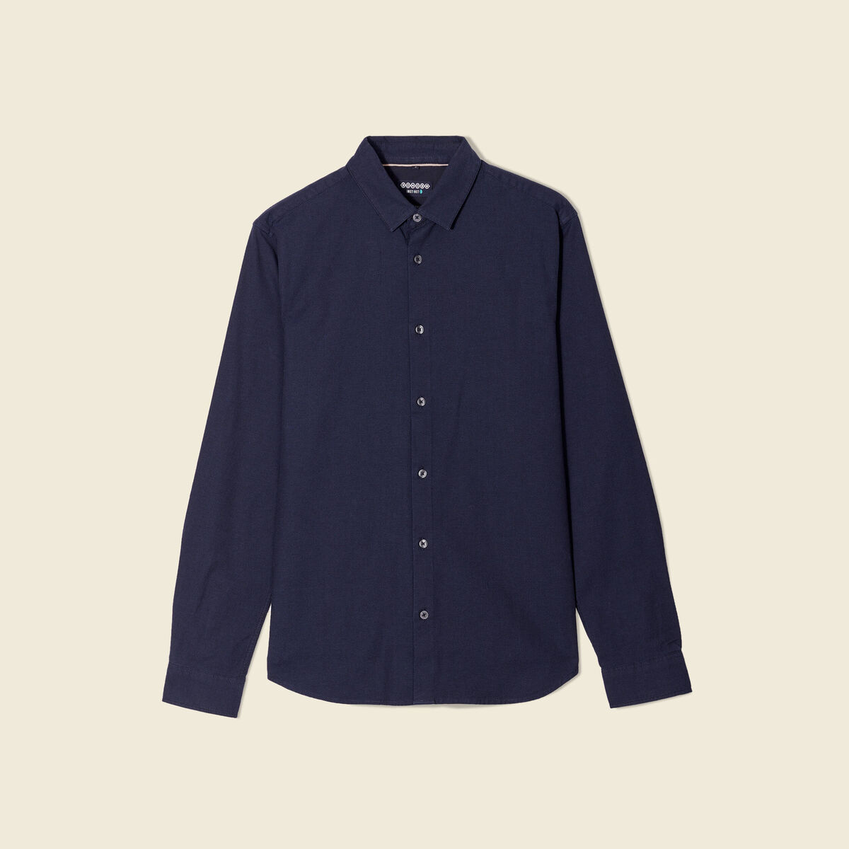 Chemise cintr&eacute;e manches longues bleu fonc&eacute; homme