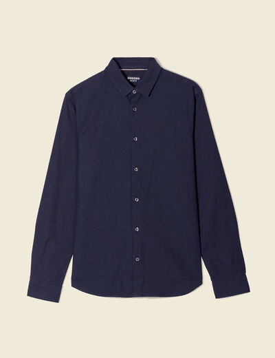 Chemise cintr&eacute;e manches longues bleu fonc&eacute; homme