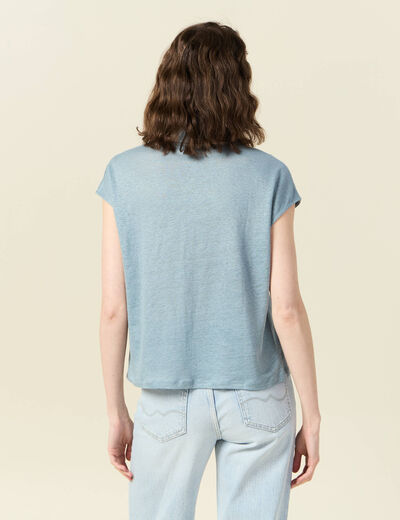 Polo manches courtes bleu gris femme
