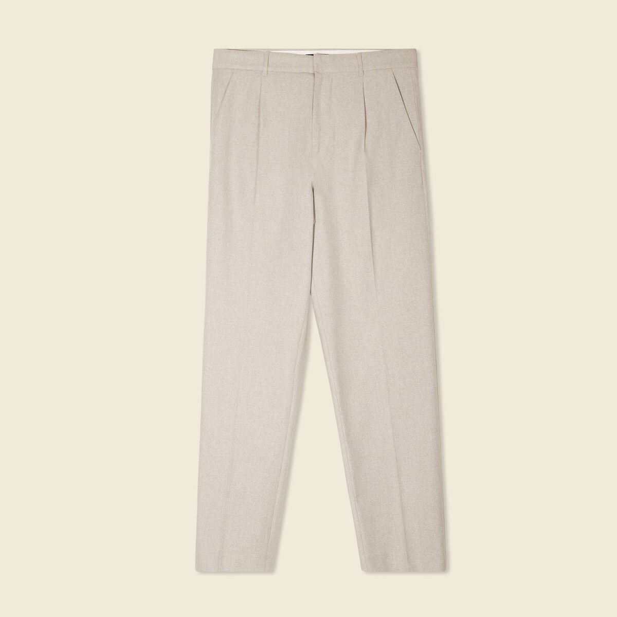 Pantalon chino large à pinces beige homme