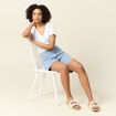 Bermuda droit en jean denim stone femme