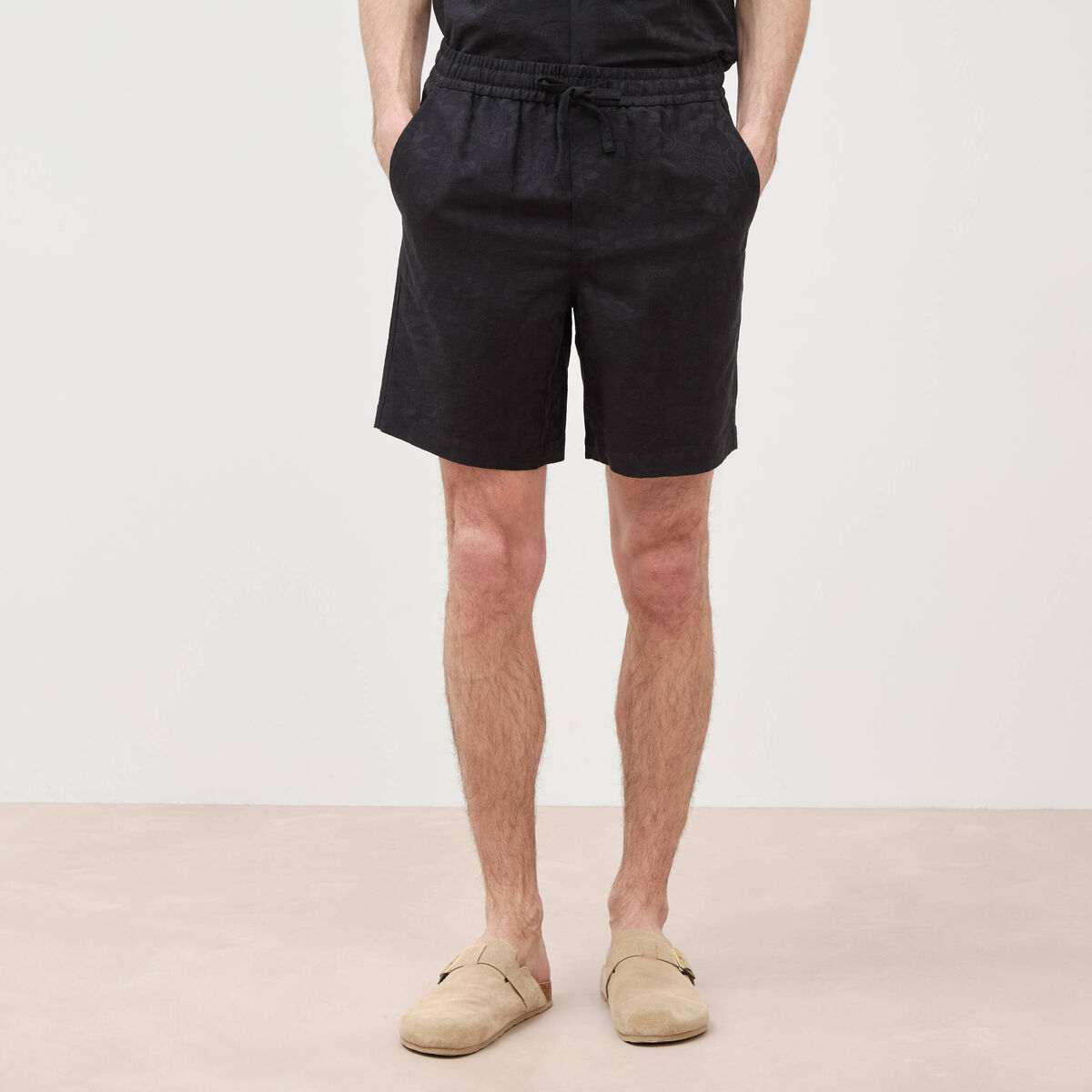 Bermuda coupe droite noir homme