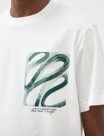 T-shirt ample en coton manches courtes ecru homme