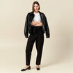 Pantalon carotte taille haute noir femme