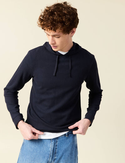 T-shirt à capuche bleu marine homme