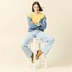 T-shirt manches courtes côtelé jaune femme