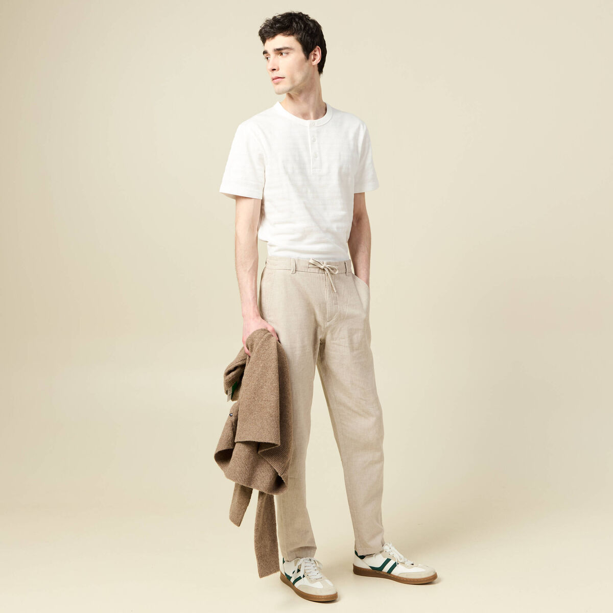 Chino coupe droite longueur 32 beige homme