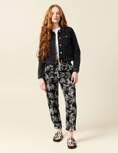 Pantalon carotte fluide noir femme