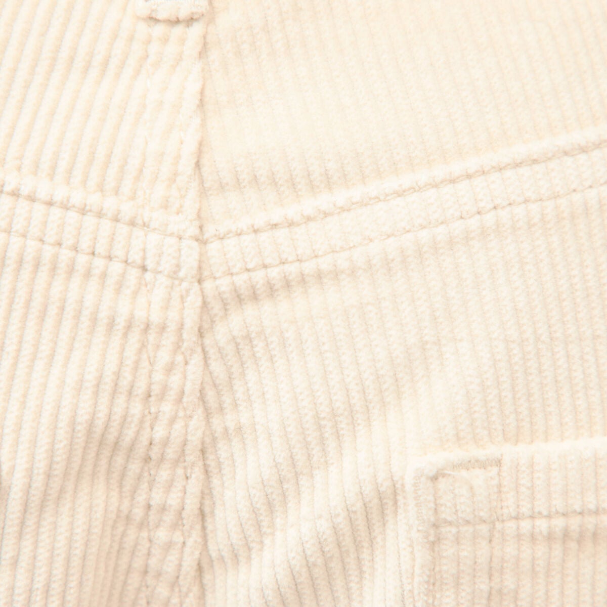 Pantalon taille haute velours resserr&eacute; ivoire femme